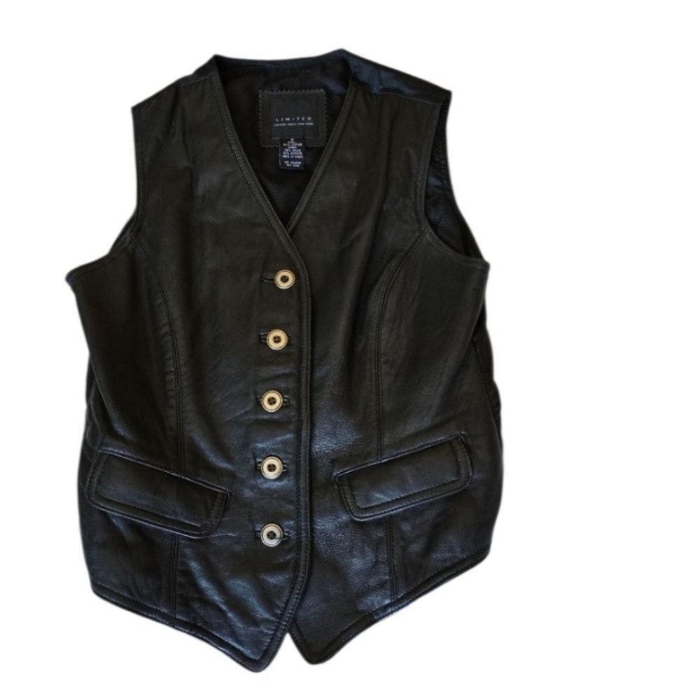 LIMITED Women's Genuine Leather‎ Vest Western Bohemian Rodeo Size Small Black